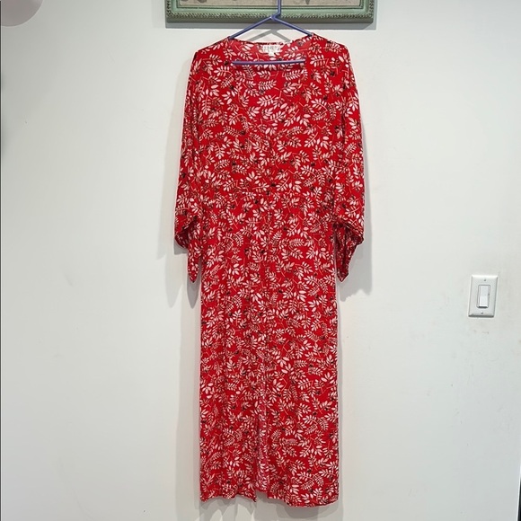 XIX PALMS Honolulu Hawaii kimono maxi dress Floral Red Dress women’s one size - Picture 1 of 9